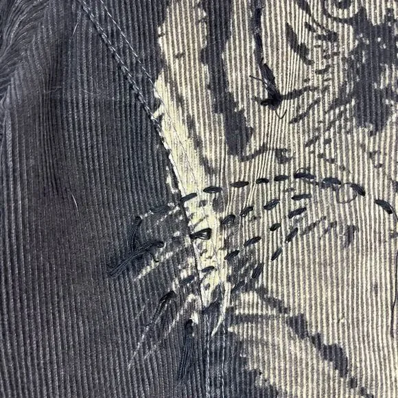 Miss Me Brown Distressed Corduroy Jacket Embroidered Long Sleeve Blazer Grunge S - Picture 7 of 15